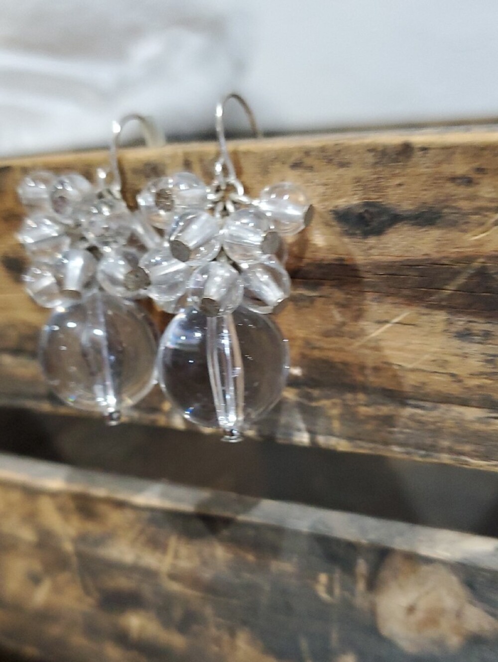 Clear Glass Cluster Drop Earrings - Women Jewelry - Picture 4 of 10